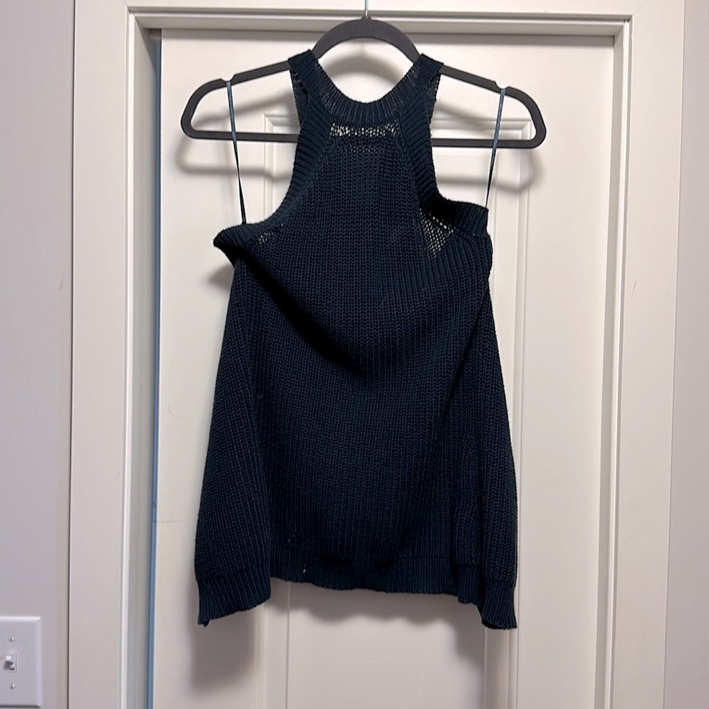 Open back, navy blue, knit razor tank